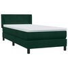 vidaXL Boxspringbett mit Matratze Dunkelgr&uuml;n 90x210 cm Samt