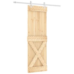 vidaXL Schiebet&uuml;r Nat&uuml;rlich und Wei&szlig; 70 x 210 cm Massivkiefer