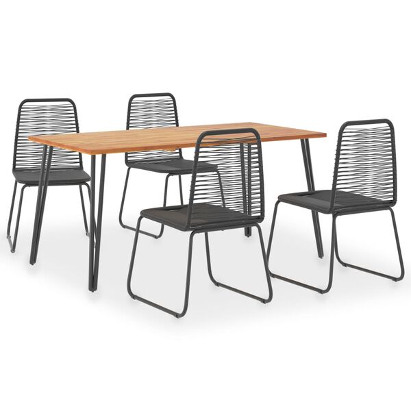 vidaXL 5-tlg. Garten-Essgruppe Akazie Massivholz und Poly Rattan