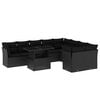 vidaXL 10-tlg. Garten-Sofagarnitur mit Kissen Schwarz Poly Rattan