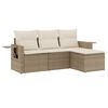 vidaXL 4-tlg. Garten-Sofagarnitur mit Kissen Beige Poly Rattan