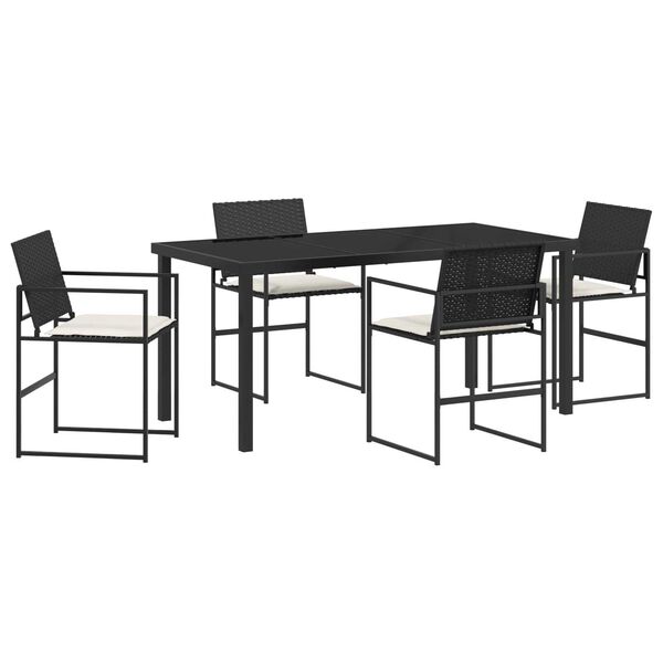 vidaXL Garten Essgruppe 5 pcs Schwarz Poly Rattan