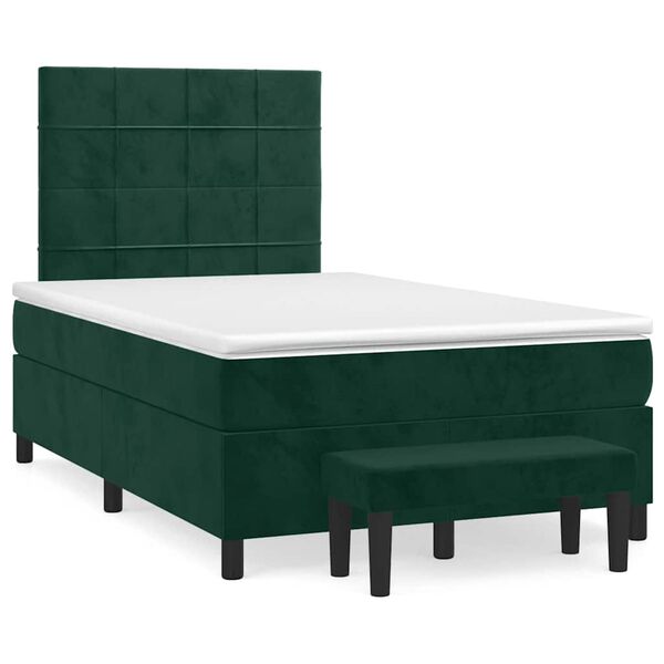 vidaXL Boxspringbett mit Matratze Dunkelgr&uuml;n 120x200 cm Samt