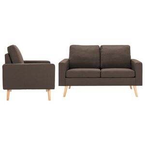 vidaXL 2-tlg. Sofagarnitur Stoff Braun