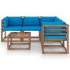 vidaXL 6-tlg. Garten-Lounge-Set mit Kissen in Blau Kiefernholz
