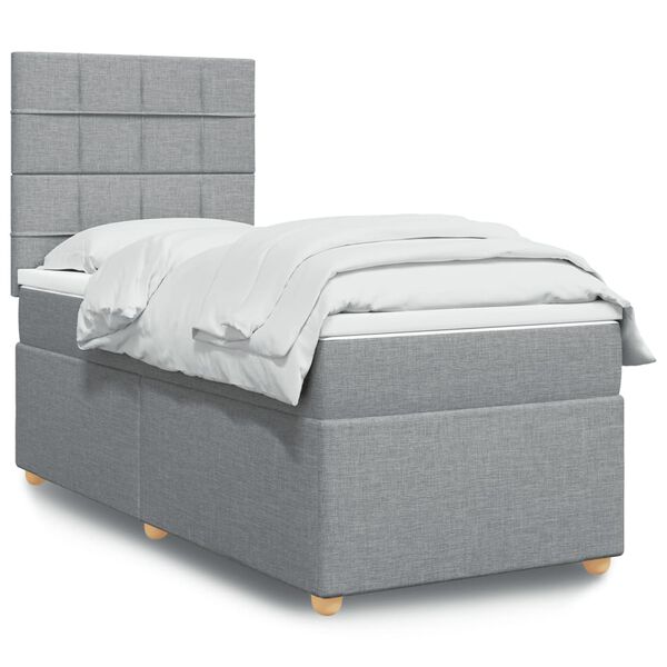vidaXL Boxspringbett mit Matratze Hellgrau 80x200 cm Stoff