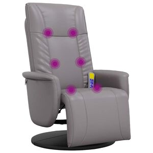 vidaXL Massagesessel mit Fu&szlig;teil Grau Kunstleder