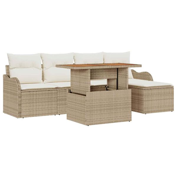 vidaXL Garten-Sofa-Set mit Kissen 6 pcs Beige und Creme