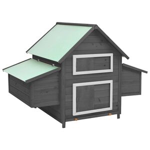 vidaXL H&uuml;hnerstall Grau und Wei&szlig; 150x96x110 cm Massivholz Tanne