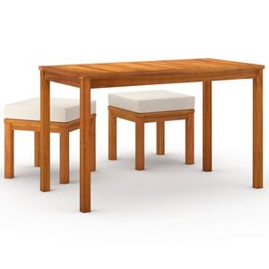 vidaXL 3-tlg. Garten-Essgruppe mit Kissen Massivholz Akazie