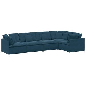 vidaXL Modulares Sofa mit Kissen Samt Blau