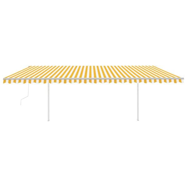vidaXL Markise Automatisch Einziehbar mit Pfosten 6x3,5 m Gelb Wei&szlig;