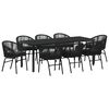 vidaXL Garten Essgruppe 9 pcs Schwarz Pulverbeschichteter Stahl