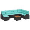 vidaXL Gartensofa-set mit Kissen 9 pcs Schwarz Poly Rattan