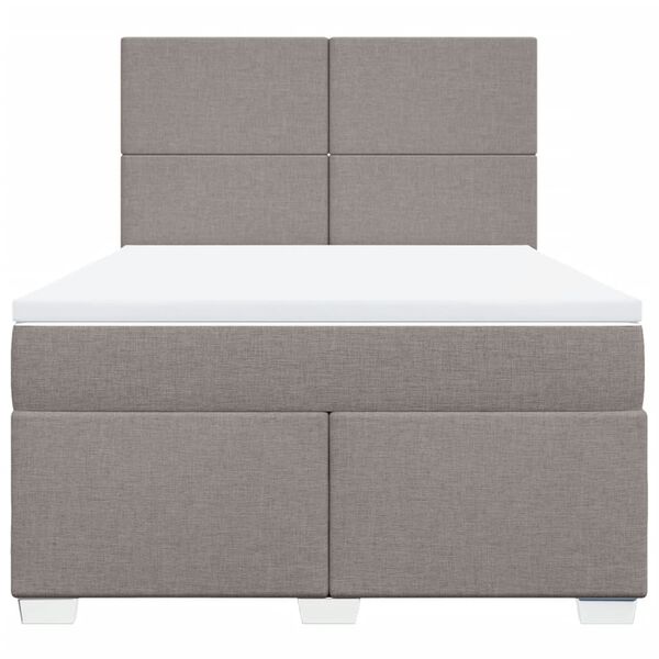 vidaXL Boxspringbett mit Matratze Taupe 140x190 cm Stoff