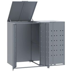 vidaXL M&uuml;lltonnenbox f&uuml;r 2 Tonnen Grau 138x79x117 cm Stahl