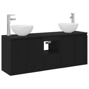 vidaXL Badezimmerschrank-Set 3 stk. Schwarz 49,5 x 41 x 64,5 cm