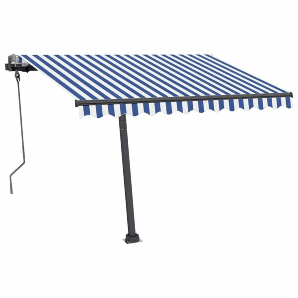 vidaXL Markise Manuell Einziehbar mit LED 300x250 cm Blau und Wei&szlig;