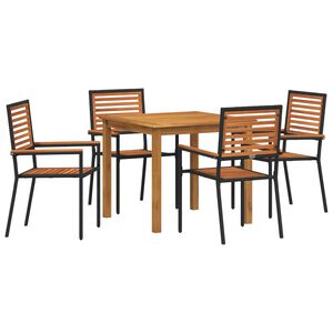 vidaXL Garten Essgruppe 5 pcs Schwarz Massivholz Akazie
