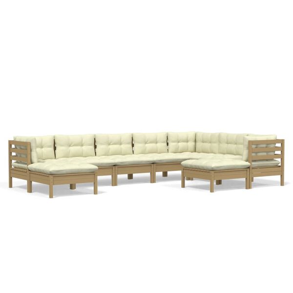 vidaXL 9-tlg. Garten-Lounge-Set mit Kissen Honigbraun Kiefernholz