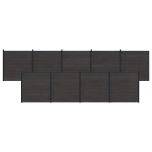 vidaXL Zaunelement 9 pcs WPC und Aluminium Schwarz