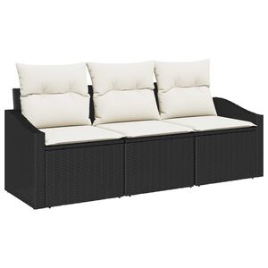 vidaXL Gartensofa-set mit Kissen 3 pcs Schwarz und Wei&szlig; Poly-Rattan