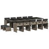 vidaXL 15-tlg. Garten-Essgruppe mit Kissen Grau Poly Rattan