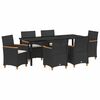vidaXL Garten Essgruppe 7 pcs Schwarz Poly-Rattan