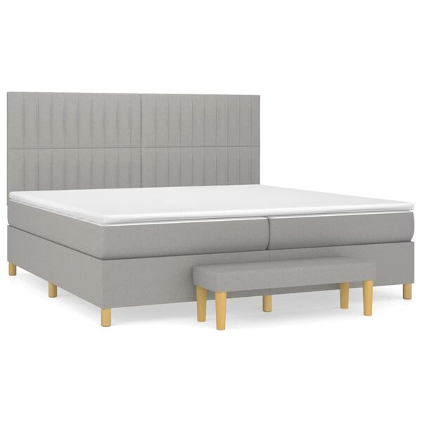vidaXL Boxspringbett mit Matratze Hellgrau 200x200 cm Stoff