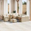 vidaXL Gartensofa-set mit Kissen 17 pcs Beige und Creme Poly-Rattan