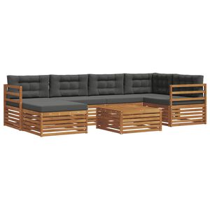 vidaXL Outdoor-Sofagarnitur mit Kissen 7 pcs Natur und Anthrazit