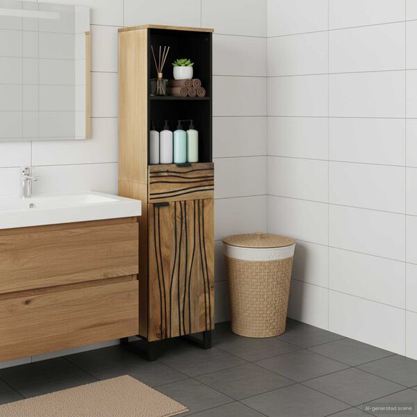 vidaXL Waschbeckenschrank mit T&uuml;r Braun 38 x 33 x 160 cm Holzwerkstoff