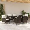 vidaXL Garten Essgruppe mit Kissen 7 pcs Braun Poly-Rattan