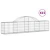 vidaXL Gabionen mit Hochbogen 15 Stk. 200x30x40/60 cm Verzinktes Eisen