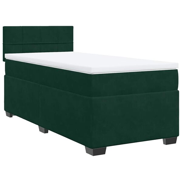 vidaXL Boxspringbett mit Matratze Dunkelgrün 90x190 cm Samt