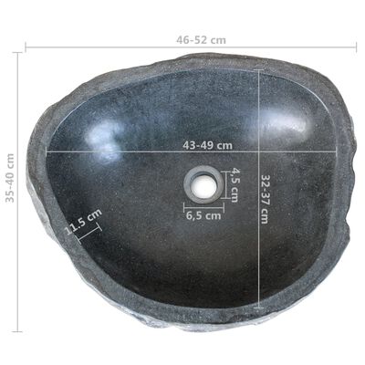 vidaXL Waschbecken Flussstein oval 46-52 cm