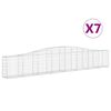 vidaXL Gabionen mit Hochbogen 7 Stk. 400x30x60/80 cm Verzinktes Eisen