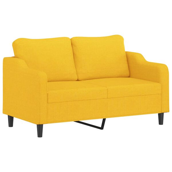 vidaXL 2-Sitzer-Sofa mit Kissen Hellgelb 140 cm Stoff