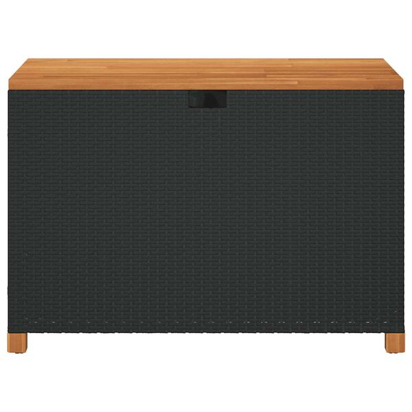 vidaXL Gartentruhe Schwarz 110x55x63 cm Poly Rattan Akazienholz