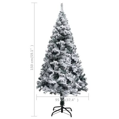 vidaXL Künstlicher Weihnachtsbaum mit Beleuchtung & Schnee Grün 150 cm