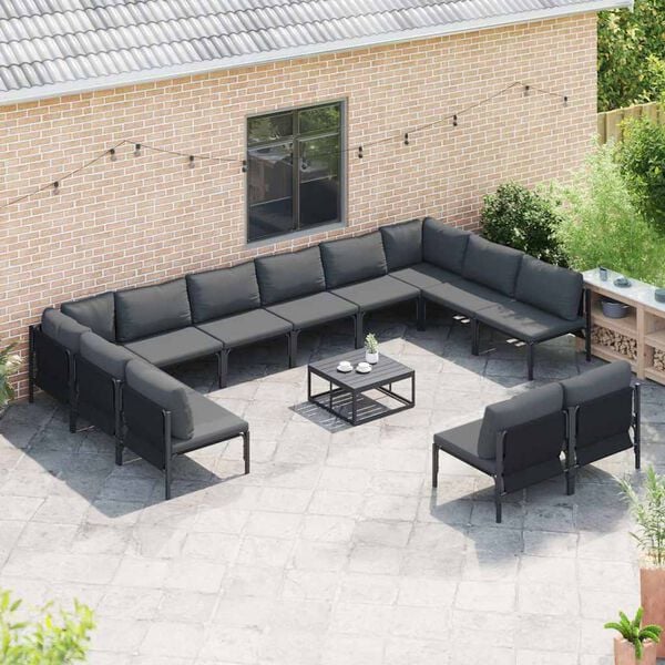 vidaXL Garten-Sofa-Set 12 pcs Anthrazit Stahl