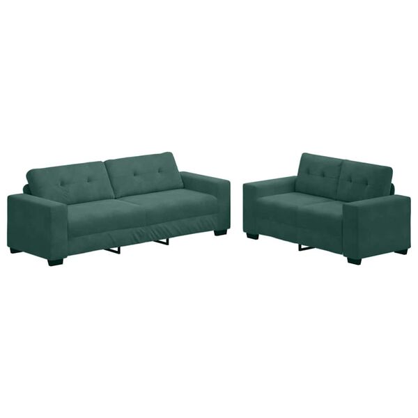 vidaXL 2-teiliges Sofa-Set mit Kissen, dunkelgr&uuml;ner Samt