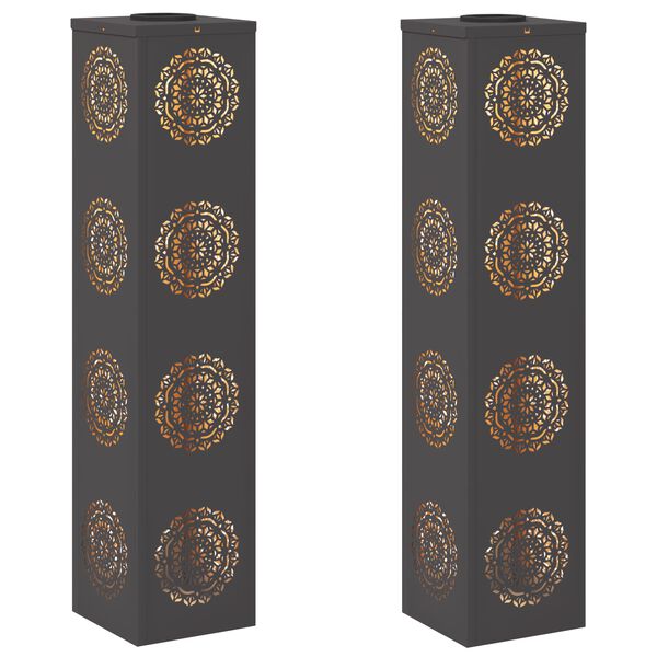 vidaXL Solar LED Weg Licht 2 pcs Schwarz Kalt gewalzter Stahl