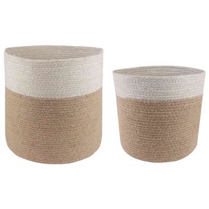 vidaXL Pflanztopfsatz 2 stk. Nat&uuml;rlich und Wei&szlig; &Oslash; 28 x 28 cm