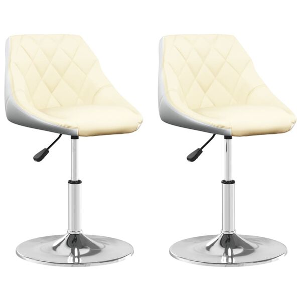 vidaXL Esszimmerst&uuml;hle 2 Stk. Drehbar Creme und Wei&szlig; Kunstleder