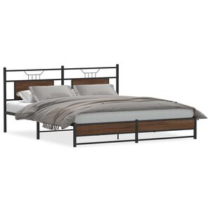 vidaXL Metallbett ohne Matratze Braun Eichen-Optik 183x213 cm
