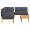 vidaXL Sofa Set mit Kissen Uni 4 pcs Anthrazit Massivholz Akazie