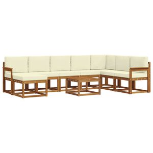 vidaXL Outdoor-Sofagarnitur 9 stk. Natur und Creme