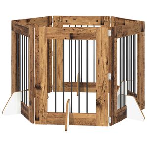 vidaXL Hundetor mit St&auml;ndern 6 pcs Altholz 60 x 80 cm Holzwerkstoff