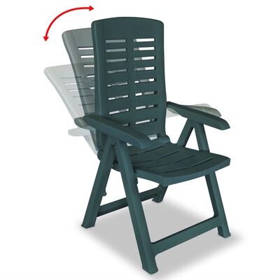 vidaXL Verstellbare Gartenstühle 2 Stk. Kunststoff Grün